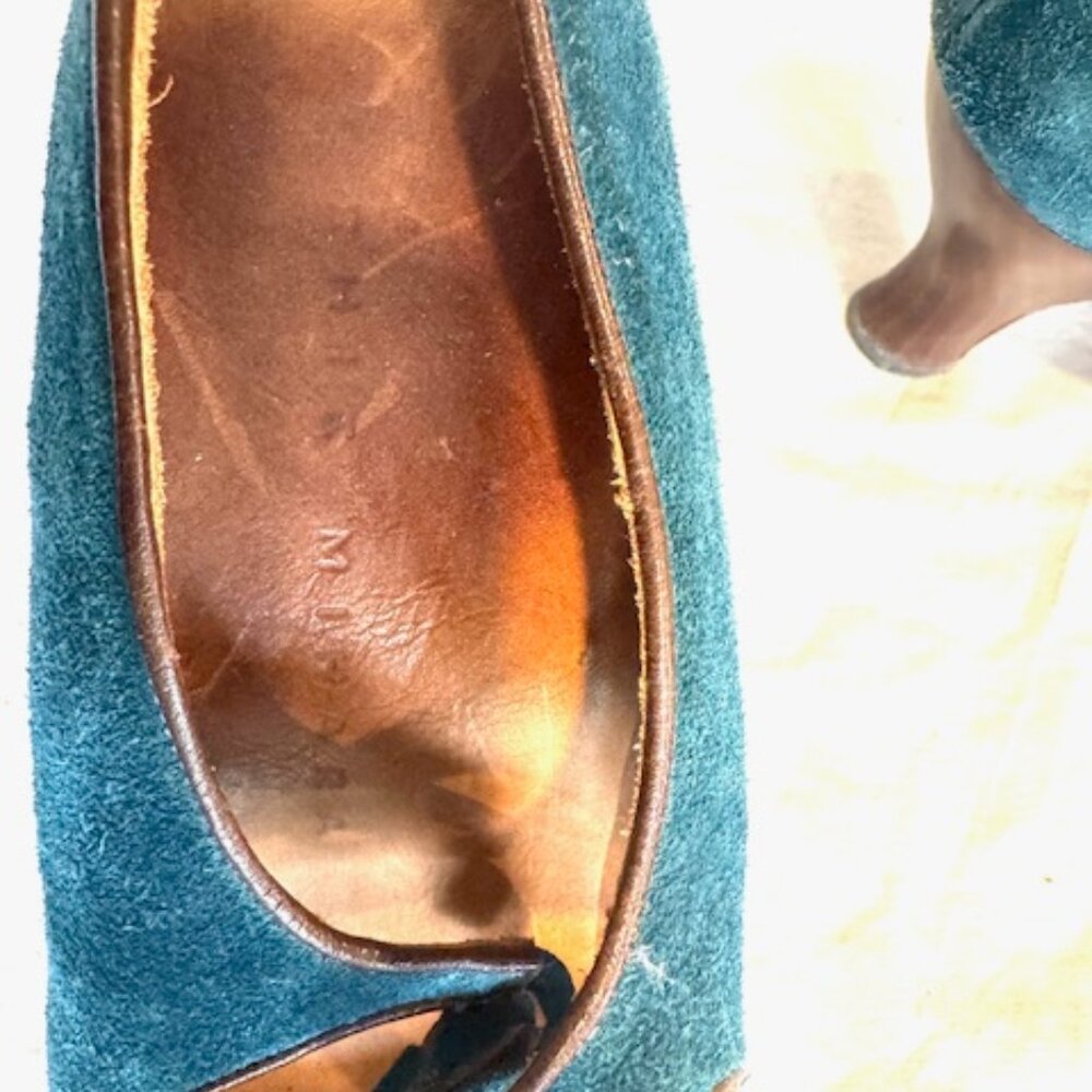 Chie Mihara Retro Blue Suede Heels - Picture 6 of 6